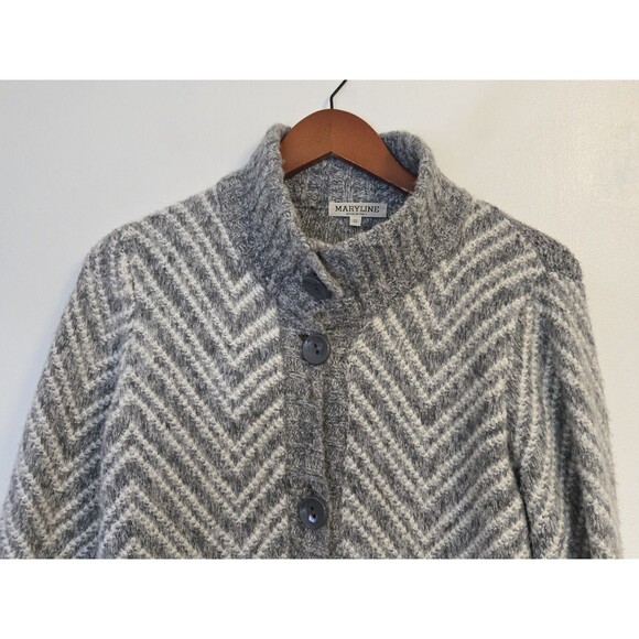 Maryline Sweater Womens S Grey Italy Wool Blend Button Front Cardigan Winter - Picture 2 of 8